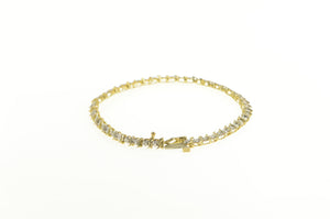 10K Diamond Wavy Link Classic Tennis Bracelet 6.75" Yellow Gold