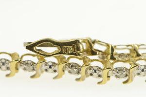 10K Diamond Wavy Link Classic Tennis Bracelet 6.75" Yellow Gold