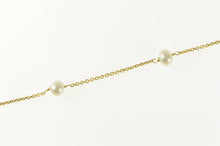 Load image into Gallery viewer, 14K Pearl Beaded Cable Link Chain Anklet Bracelet 9.25&quot; Yellow Gold