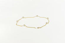Load image into Gallery viewer, 14K Pearl Beaded Cable Link Chain Anklet Bracelet 9.25&quot; Yellow Gold