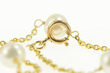 Load image into Gallery viewer, 14K Pearl Beaded Cable Link Chain Anklet Bracelet 9.25&quot; Yellow Gold