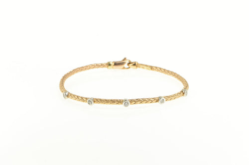 14K 0.40 Ctw Diamond Woven Pattern Bangle Bracelet 6.75