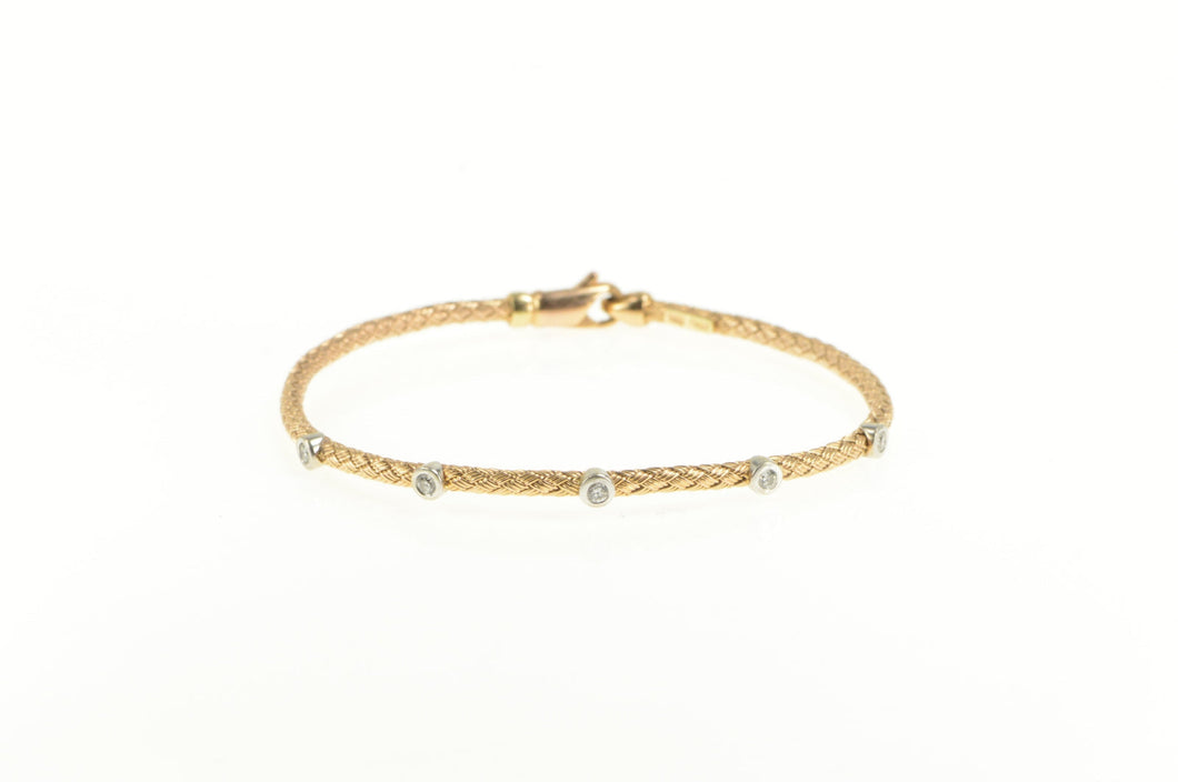 14K 0.40 Ctw Diamond Woven Pattern Bangle Bracelet 6.75
