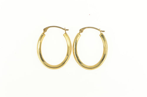 10K 20.2mm Oval Classic Simple Fashion Hoop Earrings Yellow Gold