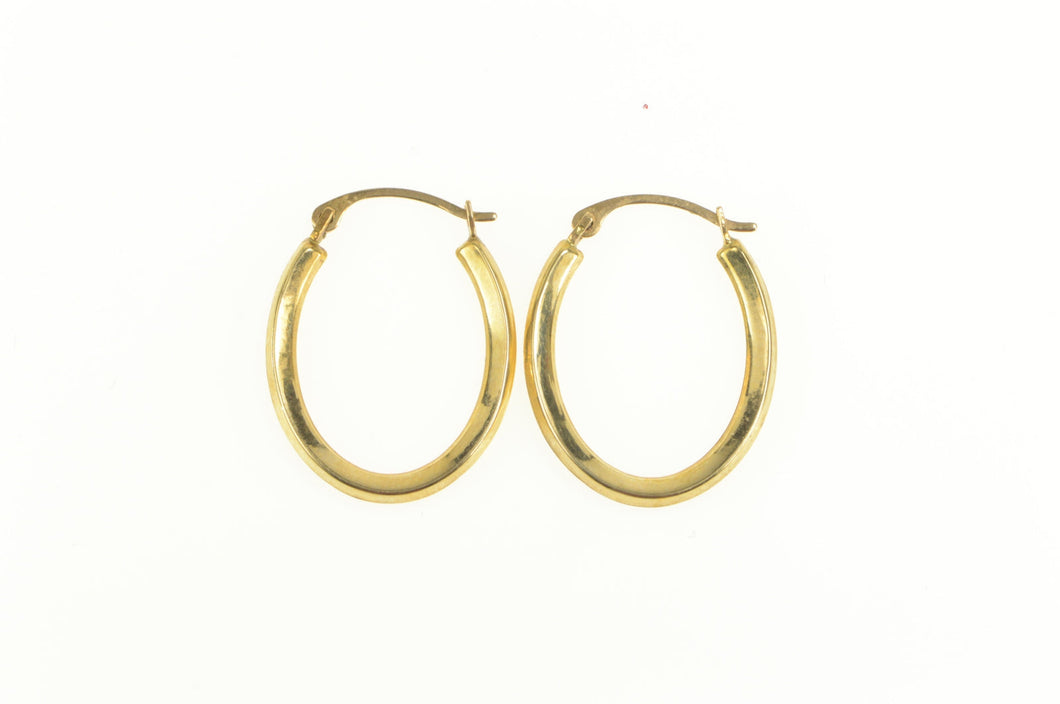 10K 20.2mm Oval Classic Simple Fashion Hoop Earrings Yellow Gold