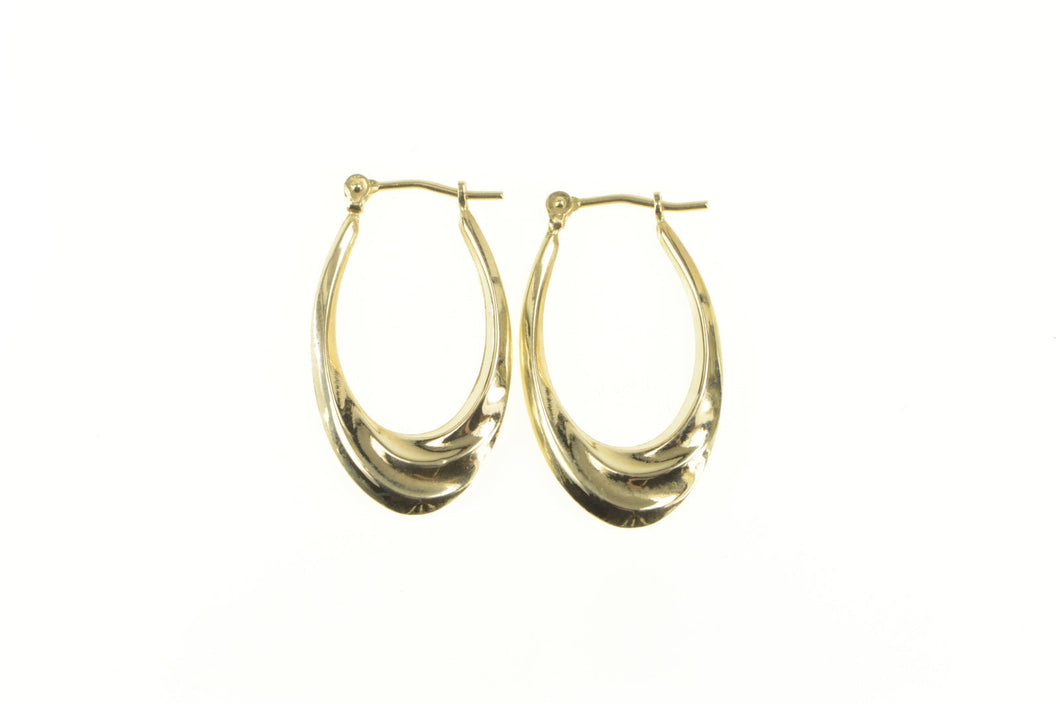 10K 25.7mm Puffy Oval Swirl Curvy Fashion Hoop Earrings Yellow Gold