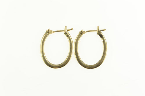 14K 18.4mm Oval Classic Fancy Statement Hoop Earrings Yellow Gold