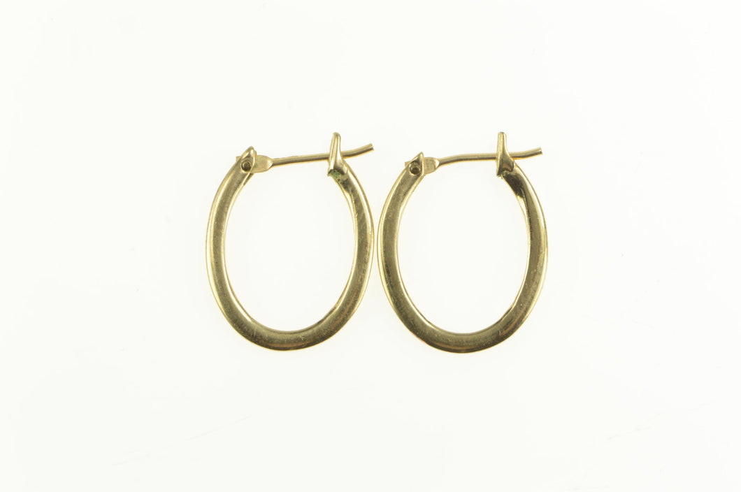 14K 18.4mm Oval Classic Fancy Statement Hoop Earrings Yellow Gold