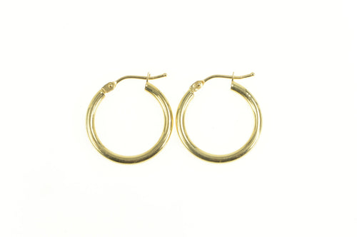 18K 18.4mm Rounded Classic Fashion Hoop Earrings Yellow Gold