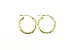 18K 18.4mm Rounded Classic Fashion Hoop Earrings Yellow Gold