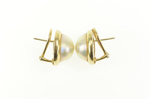 14K Pearl Classic Rounded French Clip Statement Earrings Yellow Gold