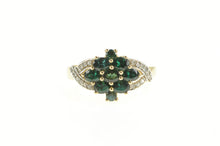 Load image into Gallery viewer, 14K Green Tourmaline Cluster Diamond Statement Ring Yellow Gold