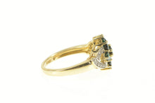 Load image into Gallery viewer, 14K Green Tourmaline Cluster Diamond Statement Ring Yellow Gold