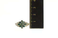 Load image into Gallery viewer, 14K Green Tourmaline Cluster Diamond Statement Ring Yellow Gold