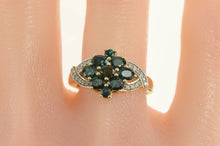 Load image into Gallery viewer, 14K Green Tourmaline Cluster Diamond Statement Ring Yellow Gold
