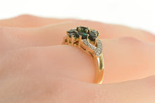 Load image into Gallery viewer, 14K Green Tourmaline Cluster Diamond Statement Ring Yellow Gold