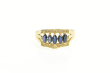 Load image into Gallery viewer, 14K Marquise Natural Sapphire Diamond Curved Ring Yellow Gold