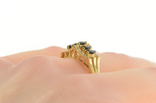 Load image into Gallery viewer, 14K Marquise Natural Sapphire Diamond Curved Ring Yellow Gold
