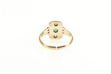 Load image into Gallery viewer, 14K Victorian Syn. Emerald OEC Diamond Ornate Ring Yellow Gold
