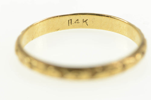 14K Art Deco Ornate Patterned Wedding Band Ring Yellow Gold