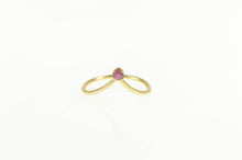 Load image into Gallery viewer, 14K Ruby Solitaire Chevron Pointed Stackable Ring Yellow Gold