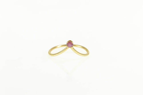 14K Ruby Solitaire Chevron Pointed Stackable Ring Yellow Gold
