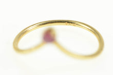 Load image into Gallery viewer, 14K Ruby Solitaire Chevron Pointed Stackable Ring Yellow Gold