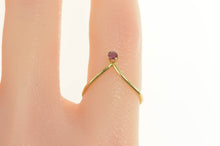 Load image into Gallery viewer, 14K Ruby Solitaire Chevron Pointed Stackable Ring Yellow Gold
