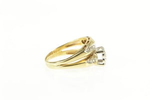 14K 1950's Classic Diamond Engagement Bridal Set Ring Yellow Gold