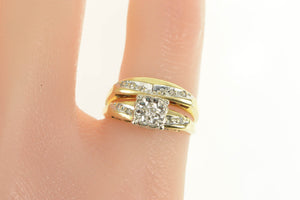 14K 1950's Classic Diamond Engagement Bridal Set Ring Yellow Gold