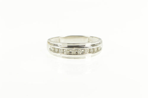 10K 0.20 Ctw Diamond Channel Men's Wedding Ring White Gold