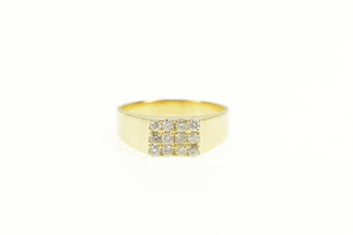 14K 0.30 Ctw Diamond Square Cluster Statement Ring Yellow Gold
