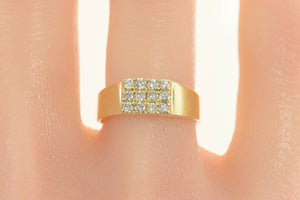 14K 0.30 Ctw Diamond Square Cluster Statement Ring Yellow Gold