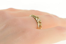 Load image into Gallery viewer, 14K Art Nouveau Diamond Floral Scroll Wedding Band Ring Yellow Gold
