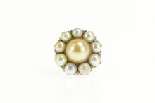 Load image into Gallery viewer, 14K Victorian Sim. Pearl Round Cluster Cocktail Ring Yellow Gold