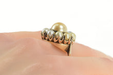 Load image into Gallery viewer, 14K Victorian Sim. Pearl Round Cluster Cocktail Ring Yellow Gold