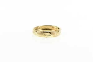 10K Textured Pattern 4.5mm Striped Band Ring Yellow Gold