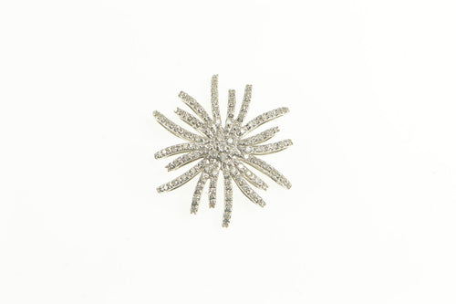 14K 0.31 Ctw Pave Diamond Flower Dandelion Pendant White Gold