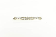 Load image into Gallery viewer, 14K Art Deco Diamond Filigree Ornate Bar Pin/Brooch White Gold