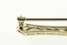 Load image into Gallery viewer, 14K Art Deco Diamond Filigree Ornate Bar Pin/Brooch White Gold