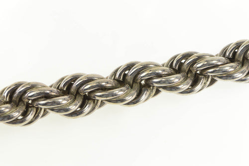 Sterling Silver 17.5mm Woven Rope Twist Link Chain Necklace 19