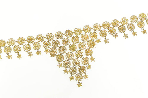 Sterling Silver Sterling Flower Fringe Filigree Star Dangle Necklace 18