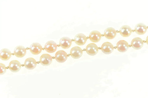 14K 6.0mm Pale Pink Pearl Retro Beaded Necklace 30.25