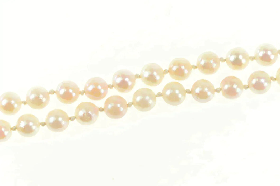 14K 6.0mm Pale Pink Pearl Retro Beaded Necklace 30.25