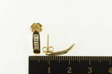 Load image into Gallery viewer, 14K Baguette Diamond Channel Semi Hoop Earrings Yellow Gold