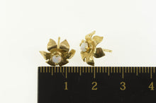 Load image into Gallery viewer, 14K Opal 3D Flower Blossom Stud Statement Earrings Yellow Gold