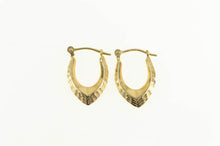 Load image into Gallery viewer, 14K Oval Chevron Diamond Cut Puffy Hoop Earrings Yellow Gold