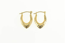Load image into Gallery viewer, 14K Oval Chevron Diamond Cut Puffy Hoop Earrings Yellow Gold