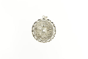 Sterling Silver Ornate Chinese Dragon Motif Medallion Pendant