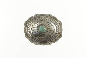 Sterling Silver Native American Turquoise Ornate Navajo Pin/Brooch